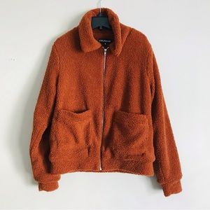 5 for $25 🧡 SHEIN Eilly Bazar Patch Pocket Zip Up Teddy Jacket